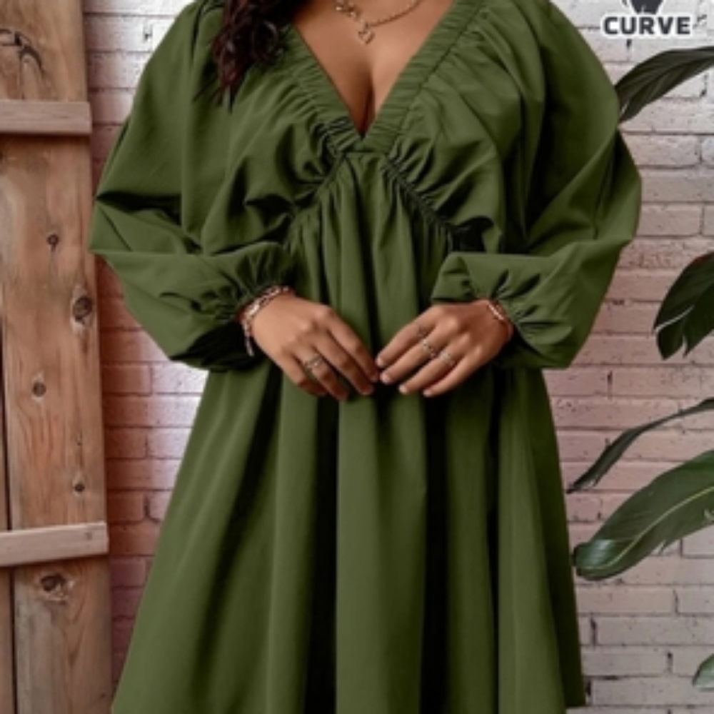 Olive Green Long Sleeve Dress